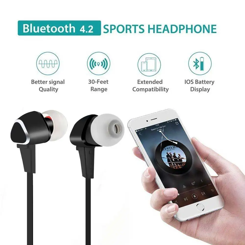 Bluetooth наушники с TF/SD картой влагозащищенные беспроводные вкладыши 4 2