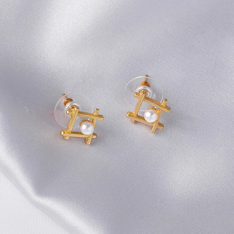 Новинка 2020 корейские простые изысканные Геометрические Квадратные жемчужные