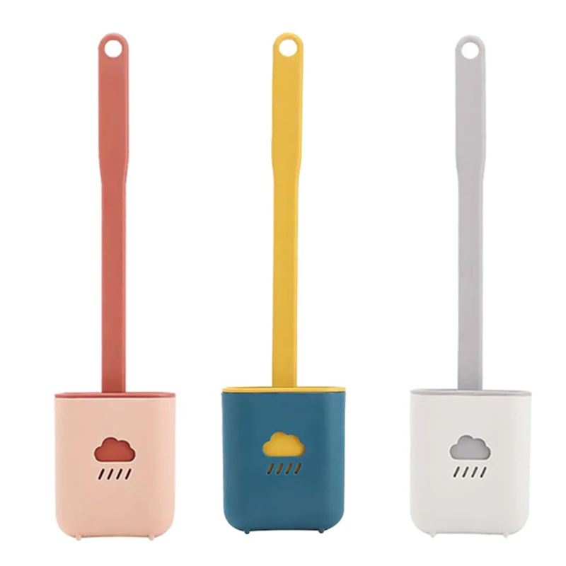 

Silicone Toilet Brush Toilet Brush Holder Creative Cleaning Brush Set Soft Plastic Brush Long Handle Brush Bathroom Accessories