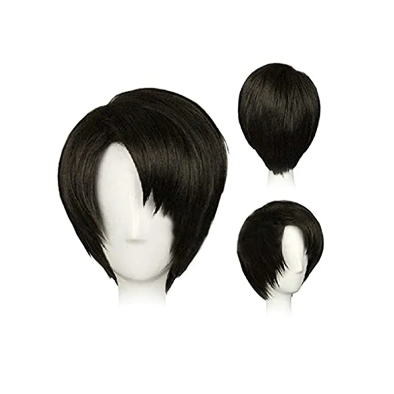 Парик для косплея из аниме атака на Титанов термостойкий короткий коричневый