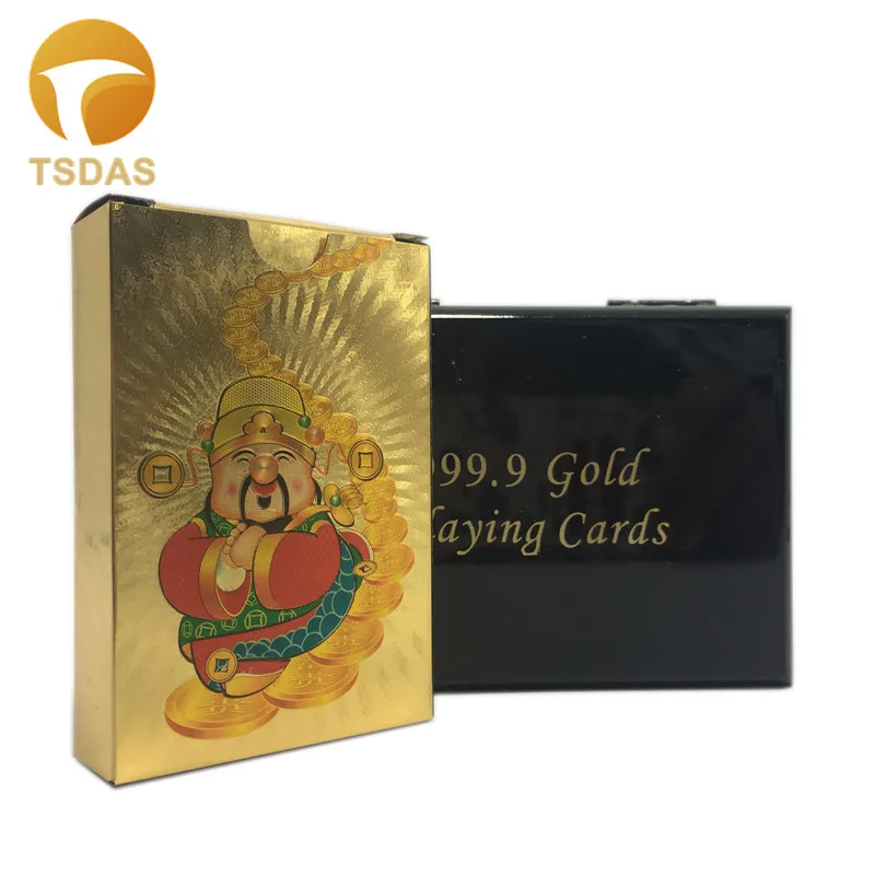 Коллекция Бог богатства игральные карты из 24 каратной золотой фольги с