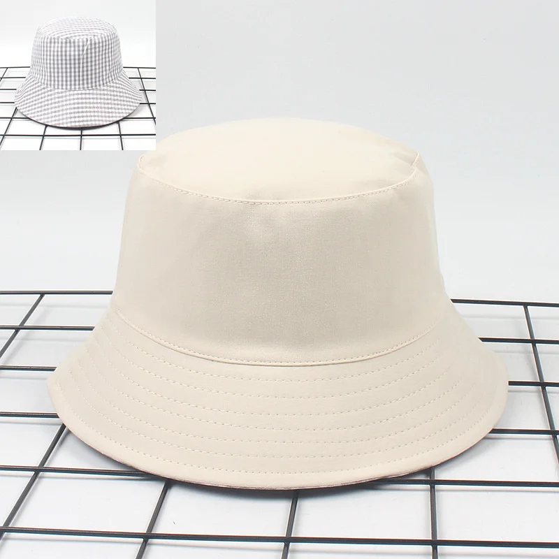 

Sommer Eimer Hte Frauen mnner Panama Hut doppelseitige Wear Angeln Hut Kappe fr Jungen Mdchen Bob gorros Plaid