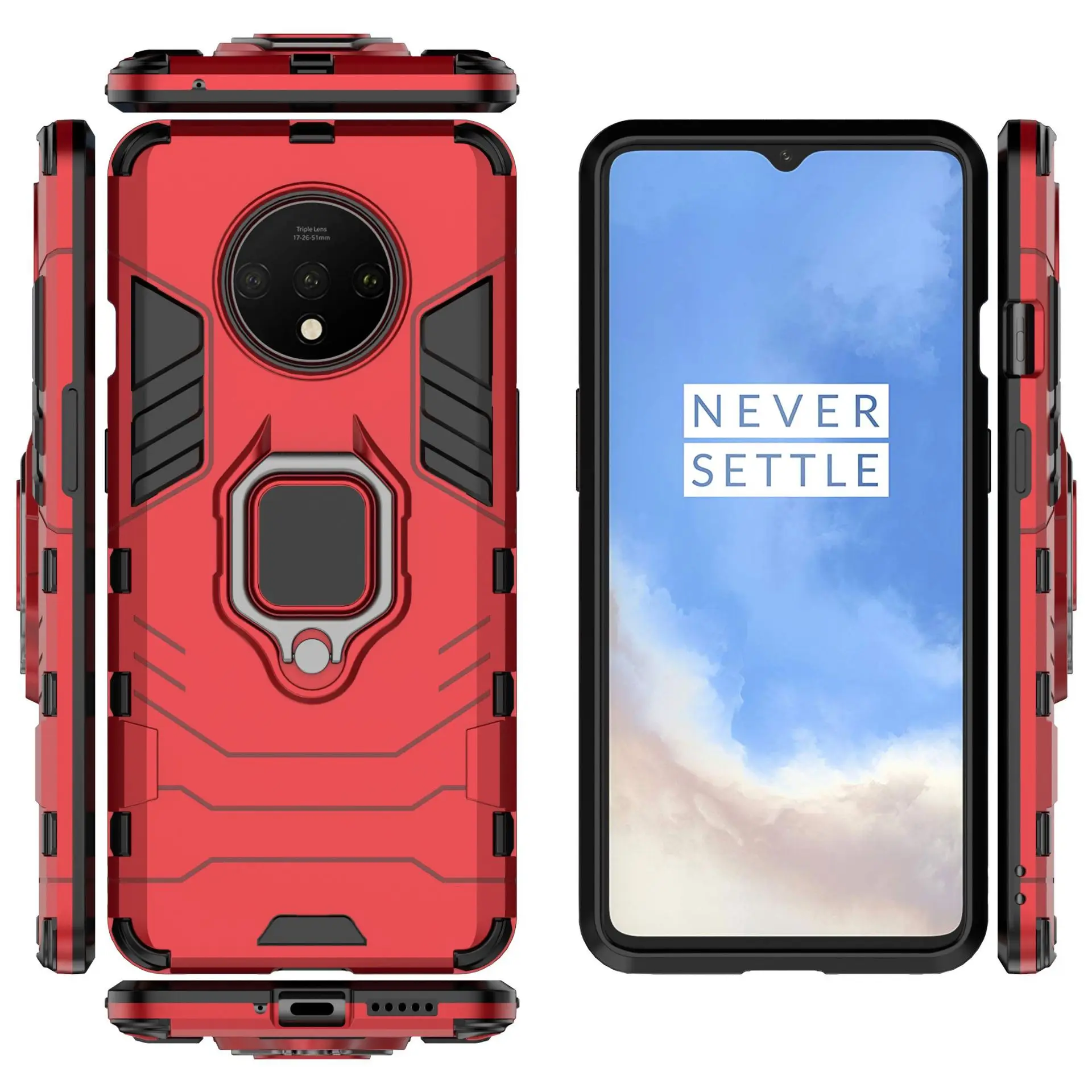 Гибридный чехол с кольцом-подставкой для oneplus 7 T, Жесткий Чехол из поликарбоната, противоударный защитный чехол на заднюю панель для one plus 7t pro, чехол для oneplus 7t