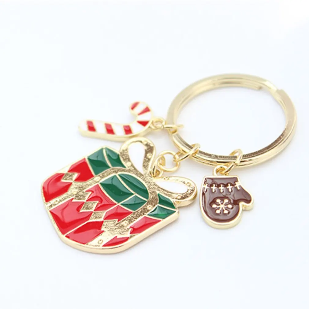 Модные брелки с Санта-Клаусом милые рождественской елкой хрустальные ювелирные