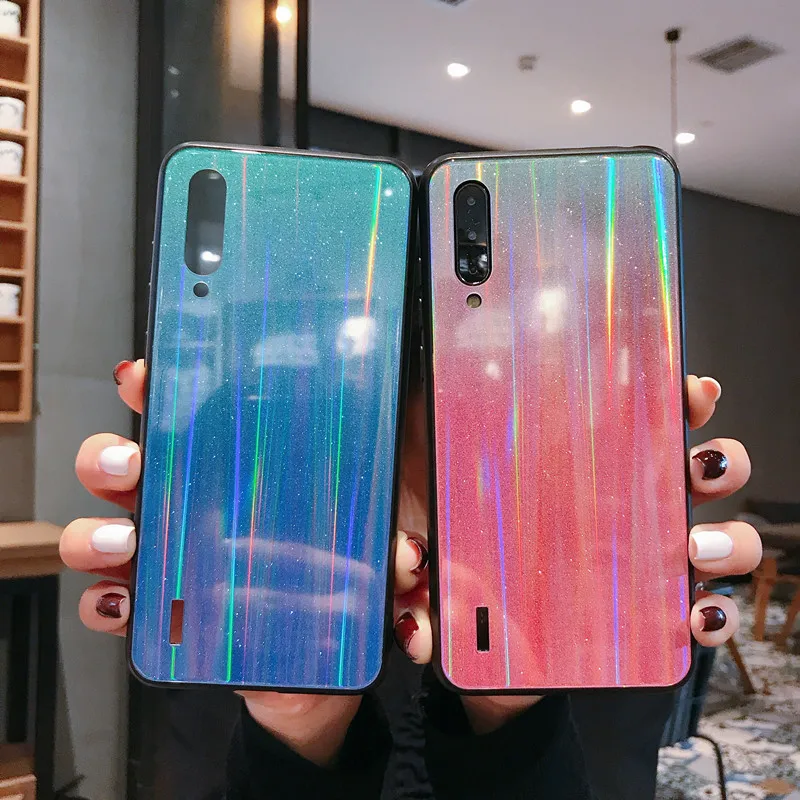 Redmi Note 7 роскошный блестящий чехол для телефона с лазерным стеклом Xiaomi mi8 8SE mi9 9SE CC9