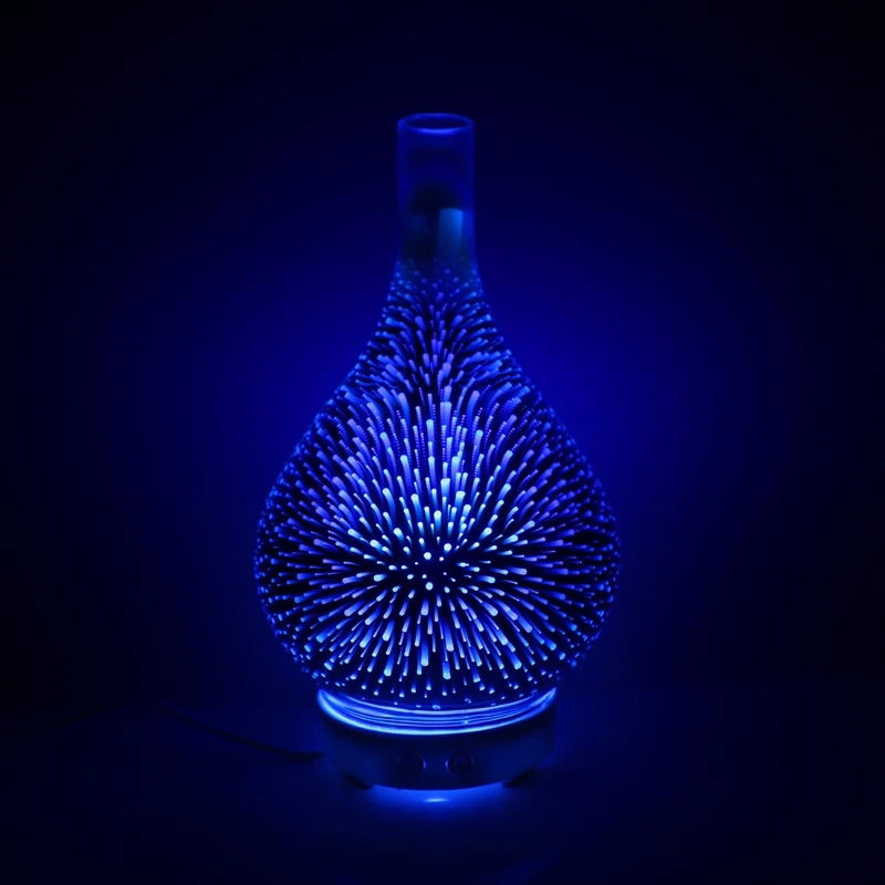 

3D Firework Glass Vase Shape Air Humidifier with 7 Color Led Night Light Aroma Essential Oil Diffuser Mist Maker Ultrasonic Humi