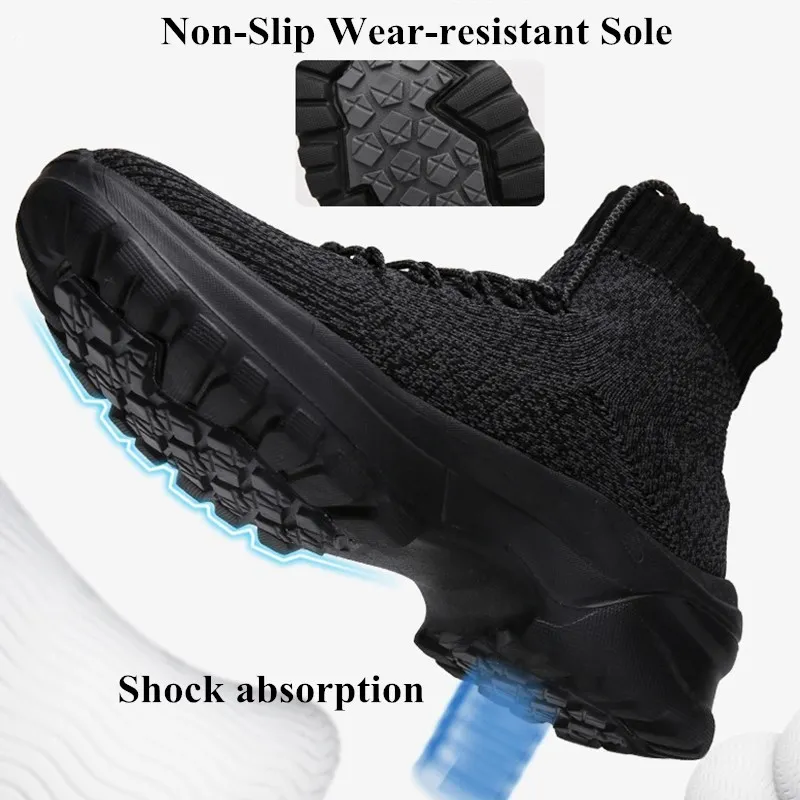 

Breathable Knit Women High Top Chunky Sneakers Casual Wedges Shoes Comfortable Lace Up Platform Sock Shoes For Travel Wakling