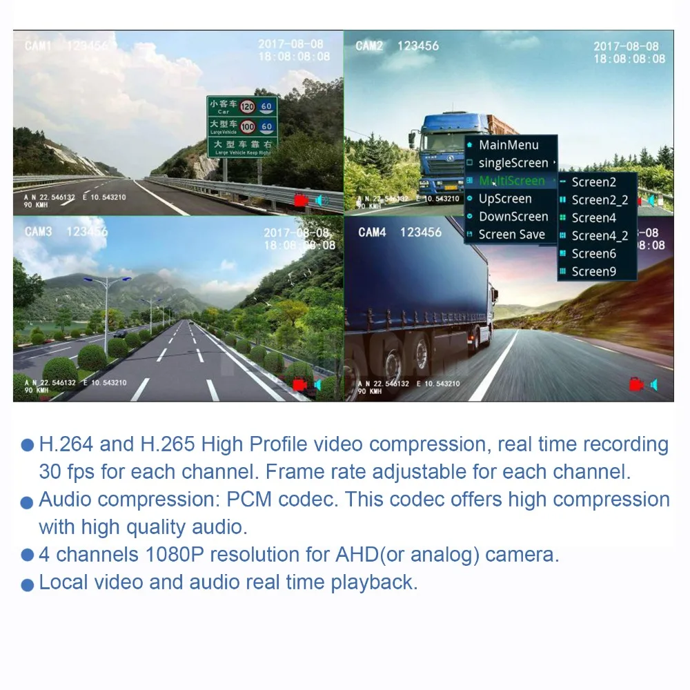 SDVR104 4CH 1080P Ahd Cameras Vehicle Mobile DVR Wifi 4G GPS Alarm Security Video Monitoring System Car Bus Truck Recorder | Безопасность