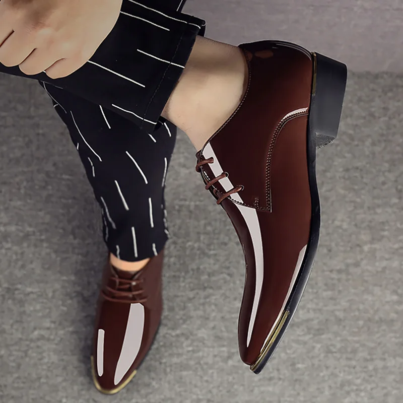 Мужские кожаные туфли на шнуровке размера плюс 44-47 весна/лето дизайнерские