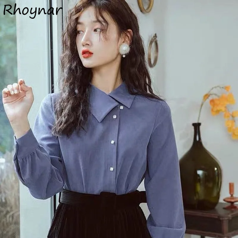 

Shirts Women Casual Solid Temperament Autumn All-match Design Streetwear Office Daily Stylish French Version Long Sleeve Mujer