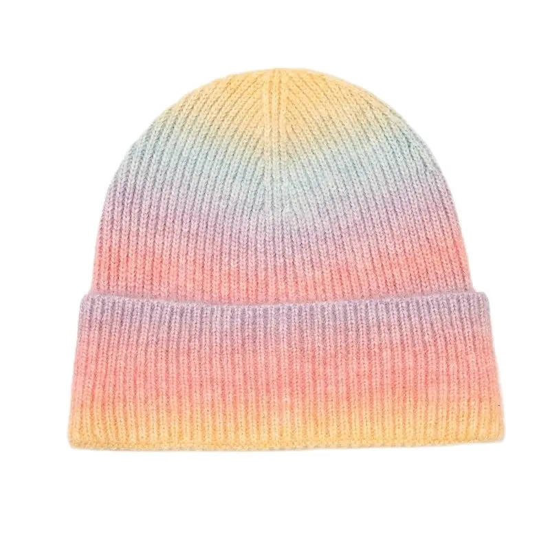 

Fashion Hat Knitted Cap Scully Beanie Hats-f-knitted Hats Skullies bonnets Tie Dye Women's Winter Beanies for Women Caps