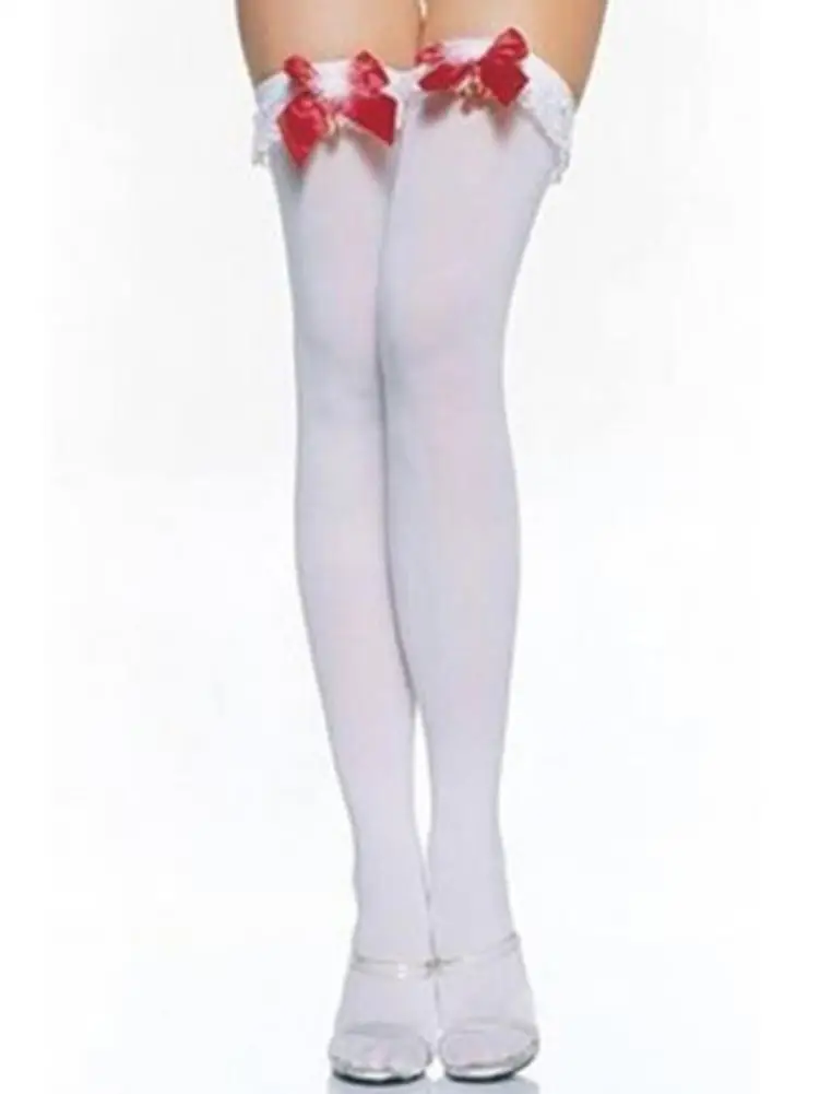 Christmas Leggings Stockings Bows Small Jingle White Feathers Festival Solid Color Red | Тематическая одежда и униформа