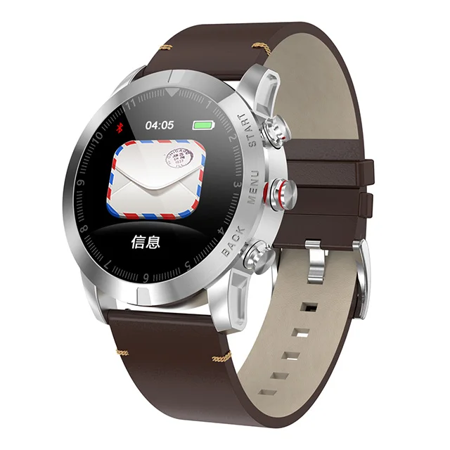 Silver leather Модные Смарт-часы для мужчин с монитором сердечного ритма спортивные Bluetooth водонепроницаемые фитнес-часы для Android Ios xiaomi huawei iphone - Цвет: Silver leather