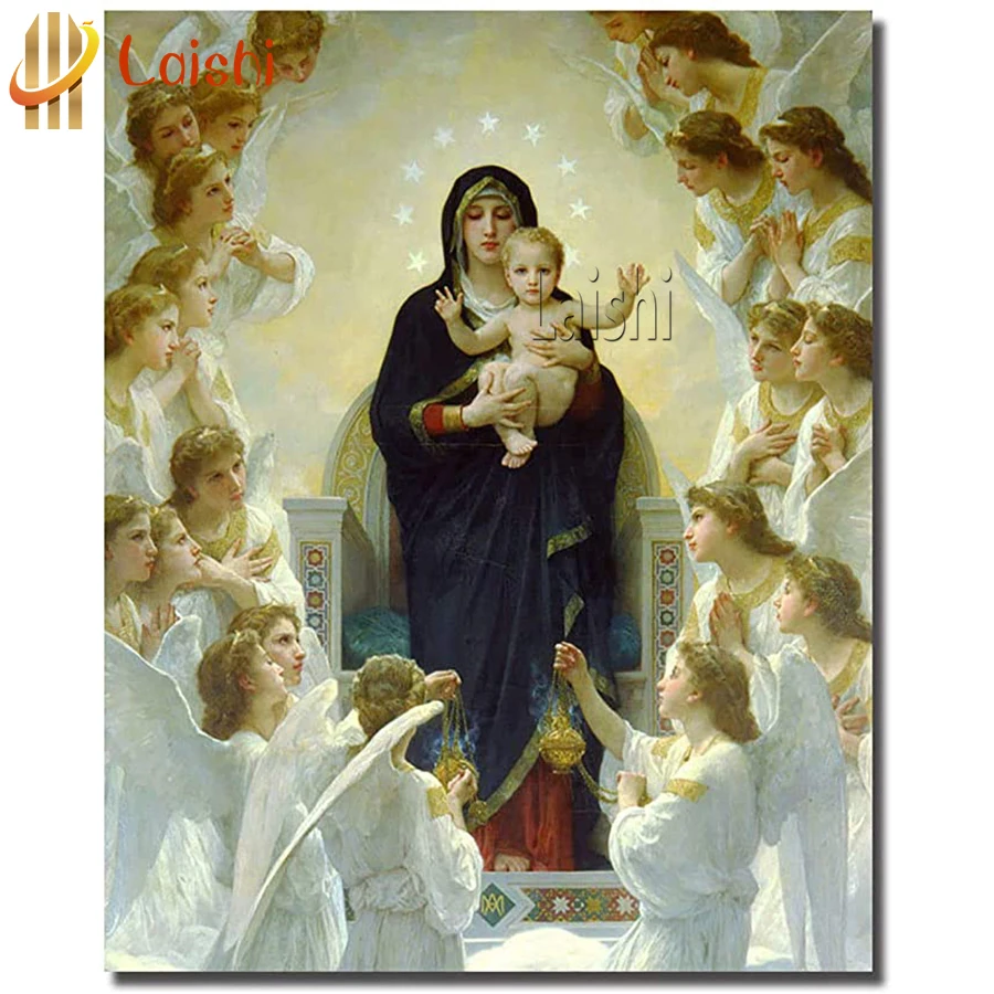 

diy diamond painting Virgin Mary and angels rhinestone mosaic cross stitch 5d embroidery kits full square round drill decor