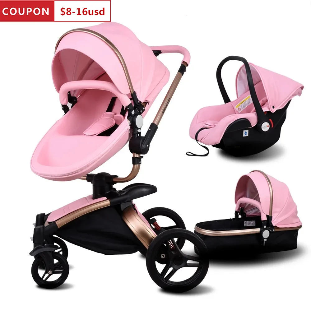 Babyfond Luxury Baby Stroller 3 in 1 Fashion Carriage EU Pram Folding Baby Car Free Shipping And Gifts