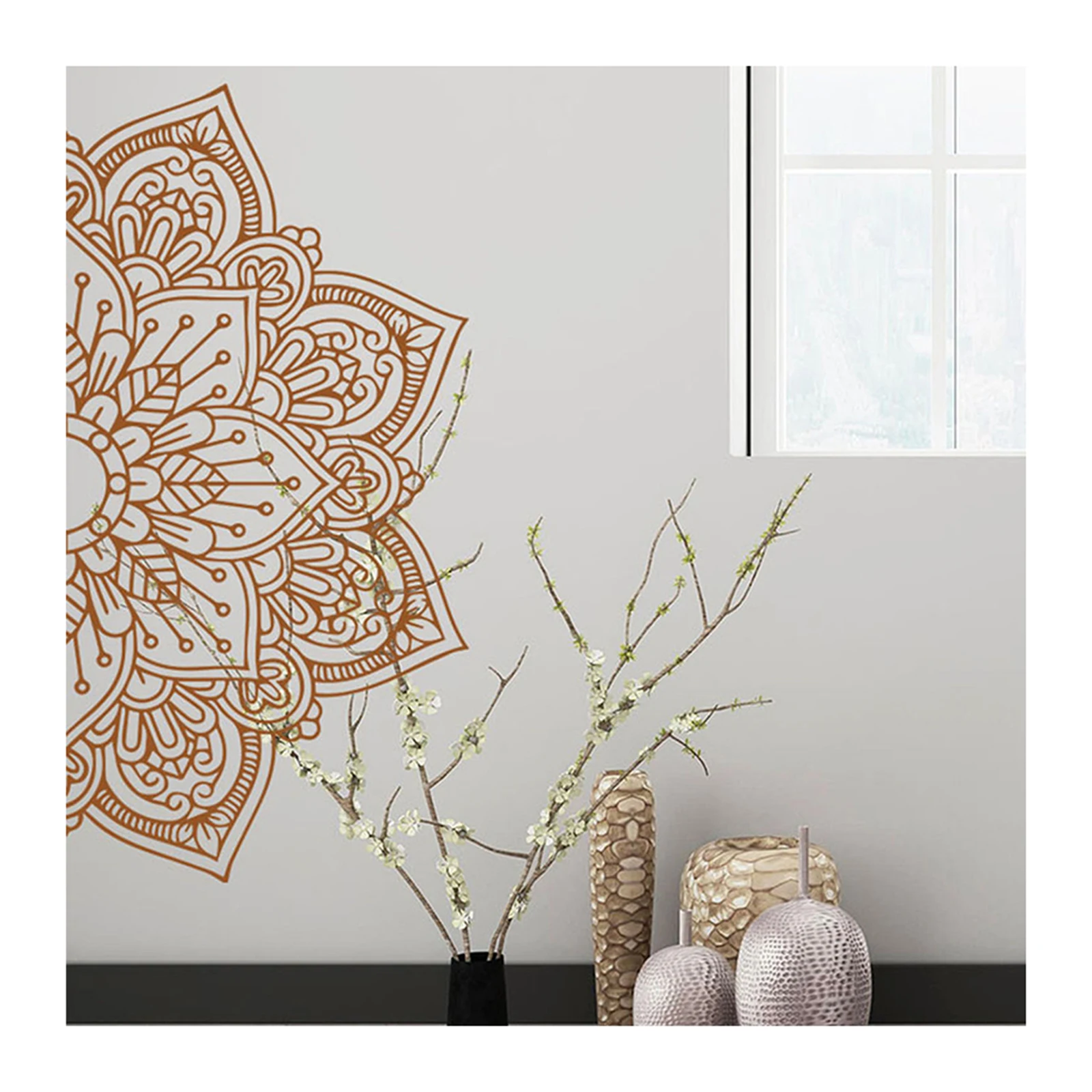 

Наклейка на стену с узором мандалы, самоклеящаяся декоративная ПВХ Наклейка на стену для гостиной, спальни, йоги, VA88