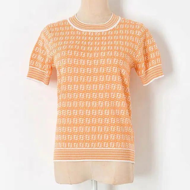 

2021 Summer New All Over Old Design Sweet Tight Round Neck T-shirt Short Sleeve T-shirt