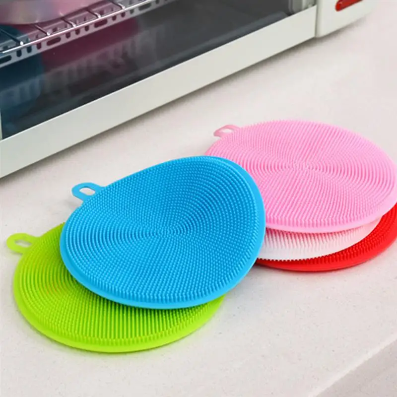 

2Pcs/set Silicone Dishwashing Brush Bowl Cleaning Brush Cleaning Kitchen Fruit Sourcing Pad Sponge Brush Kitchen Accessories
