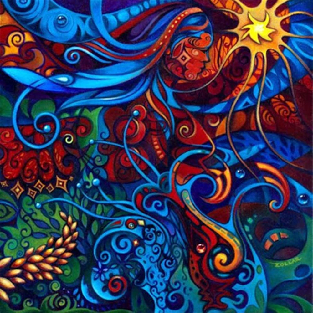 

Mandala Feather Diagram Pre-Printed 11CT Cross-Stitch Kit DIY Embroidery DMC Threads work Sewing Knitting Painting Stamped