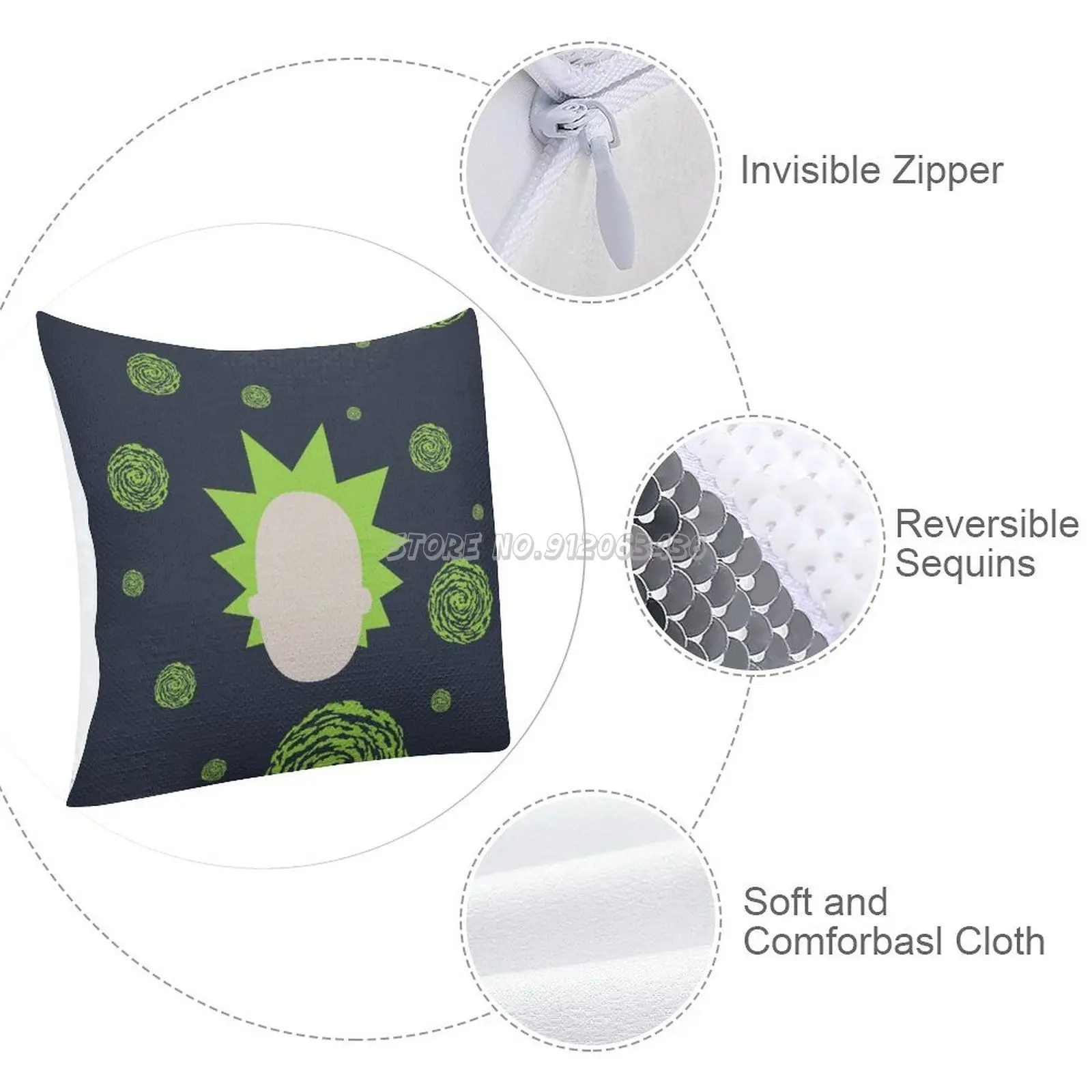 Наволочка с блестками и рисунком 40 х40 см | Дом сад