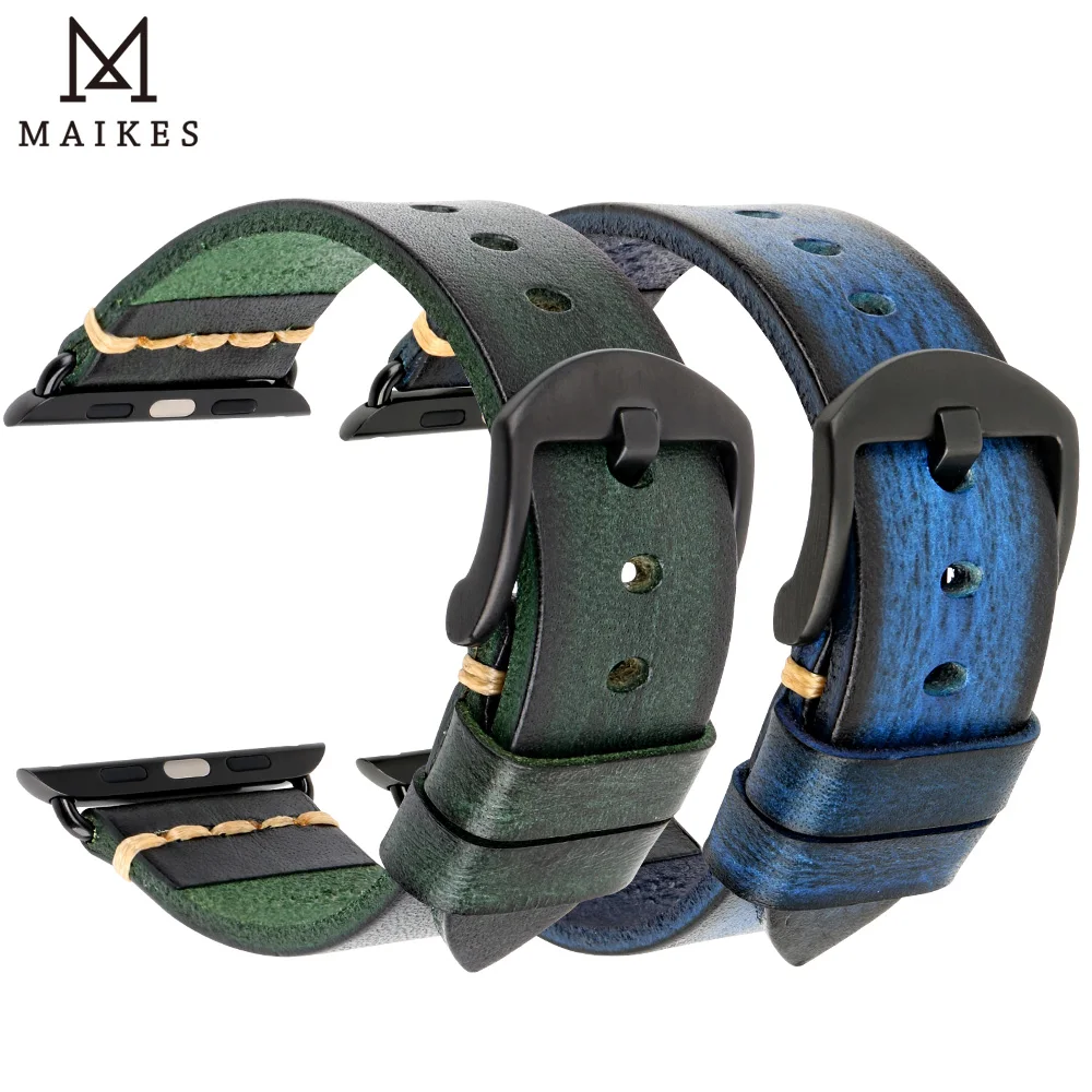 Handmade Leather Strap Watch Band For Apple Watch 45mm 41mm 44mm 42mm 40mm Series 7 6 SE 5 4 3 iWatch Bracelet