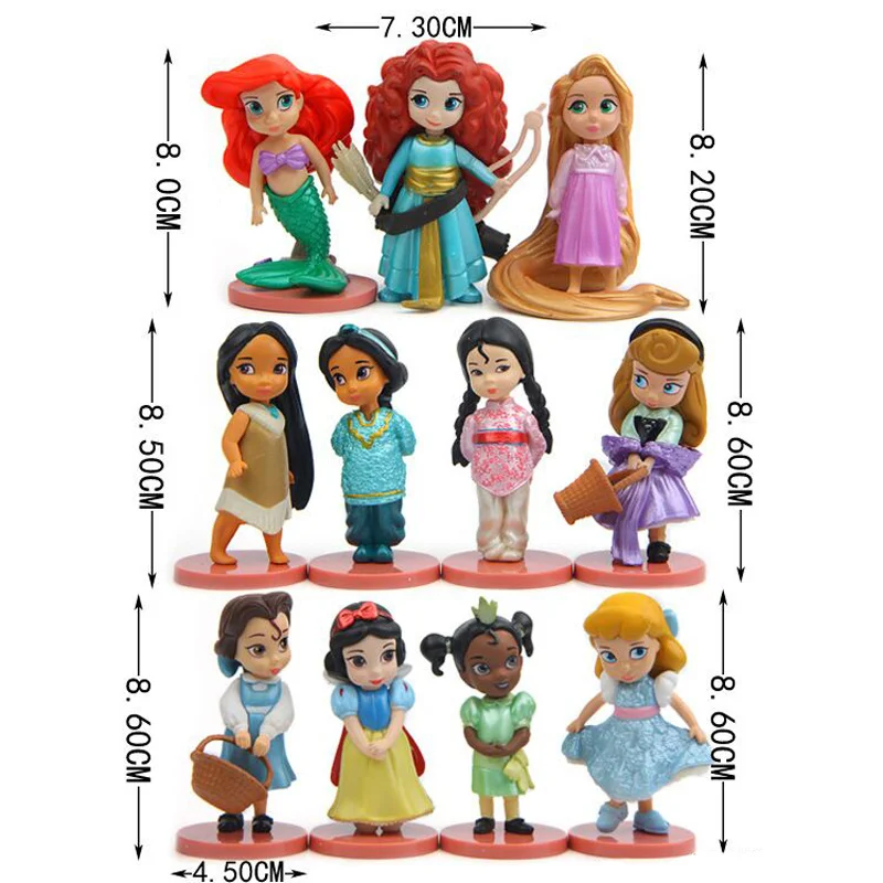 20PcsDisney принцесса фигурки игрушки Рапунцель Белоснежка Золушки Белоснежки фея