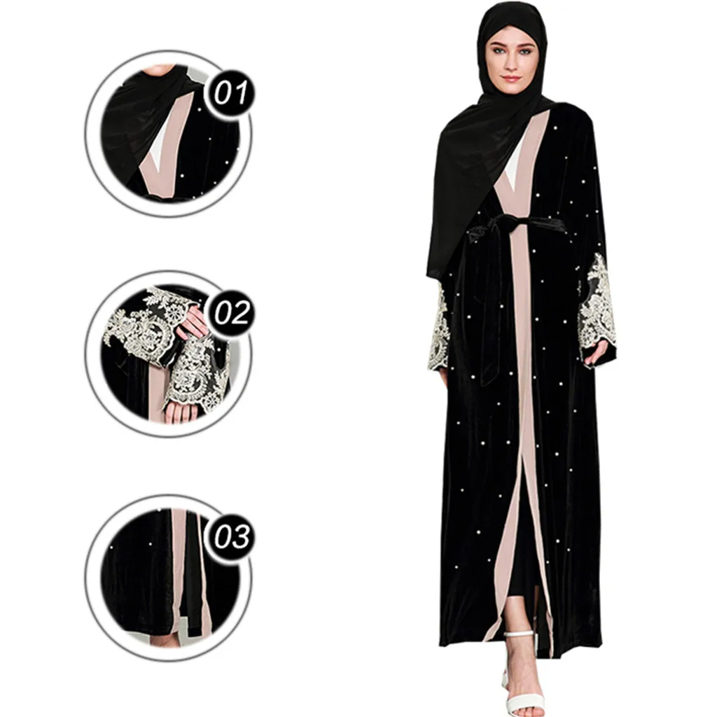 Абая для женщин Дубай мусульманский грот maten dames kleding открытый передний кафтан
