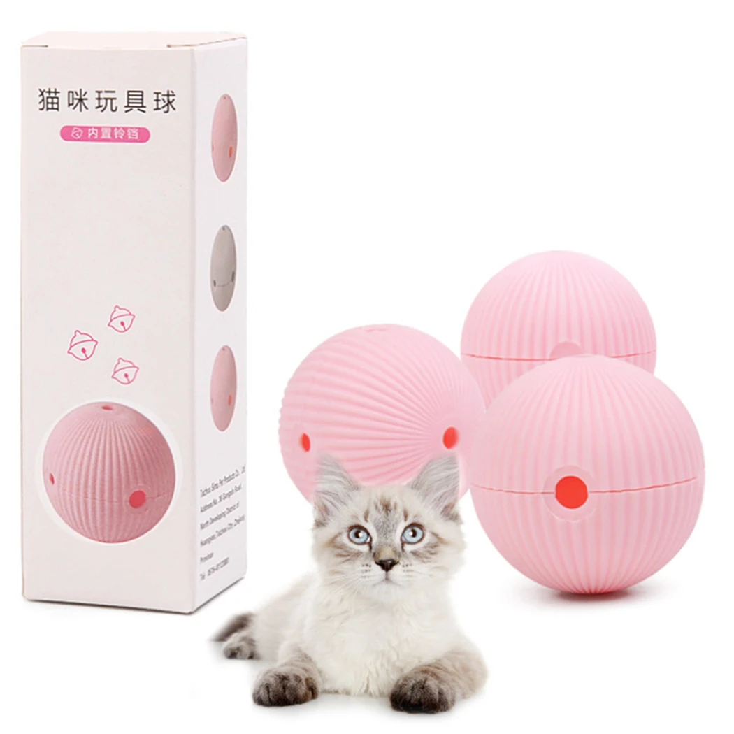 Розовый New 3pcs Cat Toy Cat Ball Toy Funny Bell Interactive Toy Cat Play Toy Kitten Catnip Toys Pet Supplies for Cats Kitten - Цвет: Розовый