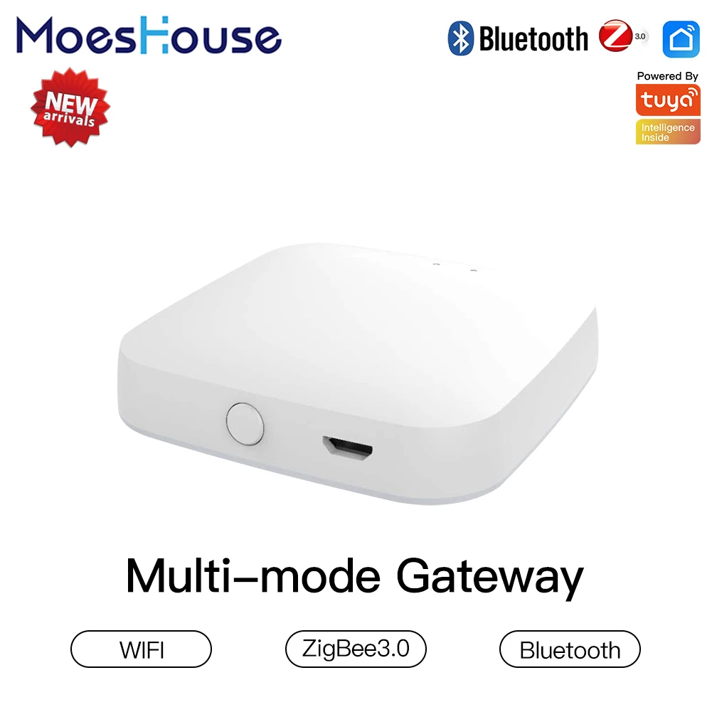 

MoesHouse Multi-mode Smart Gateway ZigBee WiFi Bluetooth Mesh Hub Work with Tuya Smart App Voice Control via Alexa Google Home