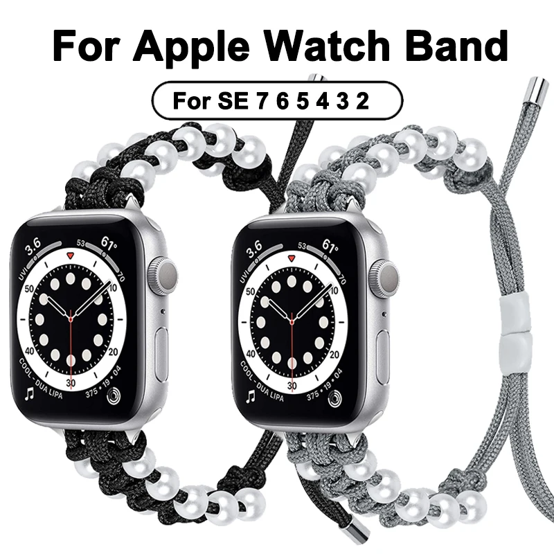 

41mm 45mm Pear Umbrella Rope Braided Strap for apple smart iwatch 7 Sport Bracelet 40mm 44mm for iWatch SE 6 5 4 Nylon Watchband