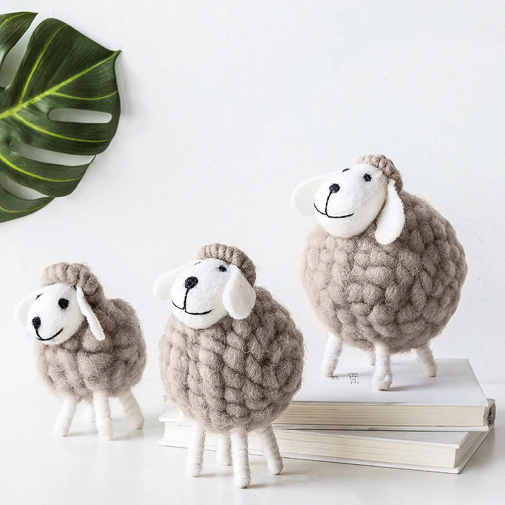 

Mini Wool Felt Carton Cute Sheep Shape Wool Felt Toys Table Ornament Decor Children Room Decor Ornaments For Holiday Party Brown