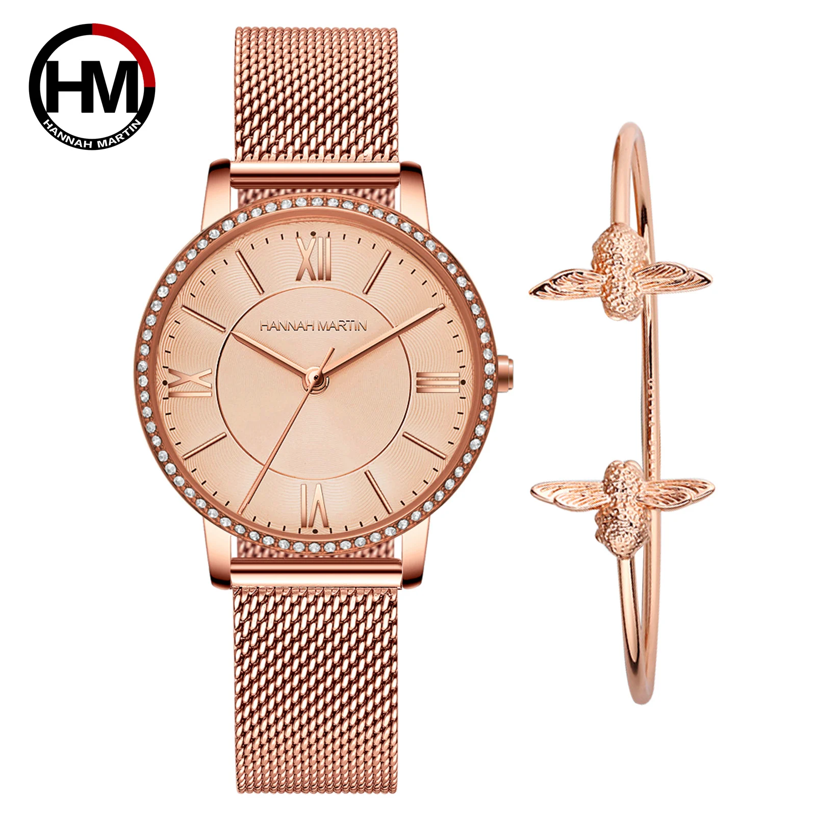 Часы Hannah Martin женские с браслетом японские кварцевые наручные повседневные