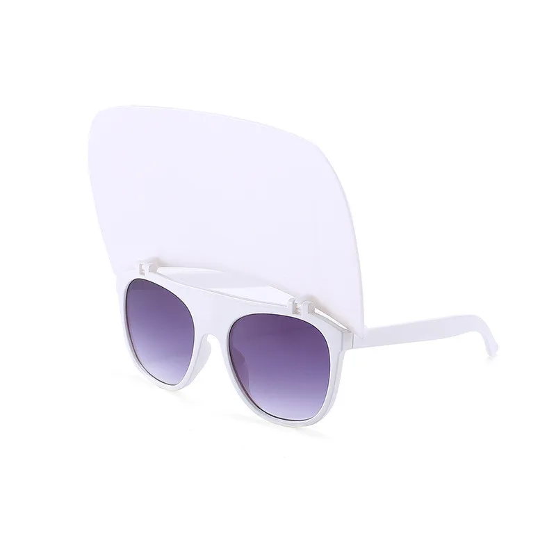 

Unique Hat Flip Sunglasses For Women New One Piece Square White Black Sun Glasses Fashion Outdoors Shading Sunglasses
