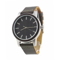 dropshipping private logo groomsmen waterproof black metal face silver ebony wood wrist watches for men with leather strap