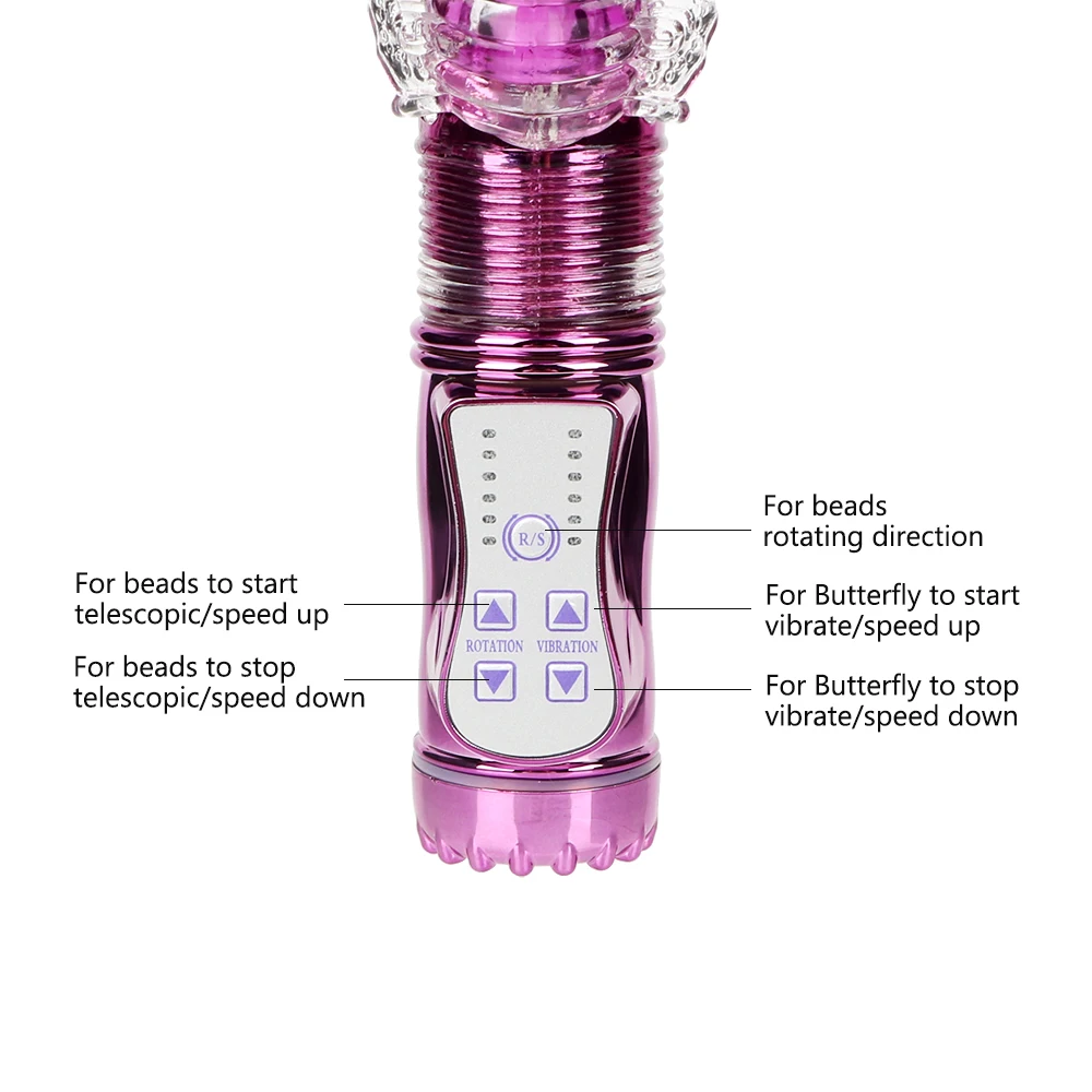 Вибратор кролик фиолетовый золотистый 36 скоростей вращающийся двигающийся