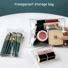 Прозрачная Водонепроницаемая дорожная косметичка INS, органайзер для хранения кистей и туалетных принадлежностей с кнопками, крошечный чехол