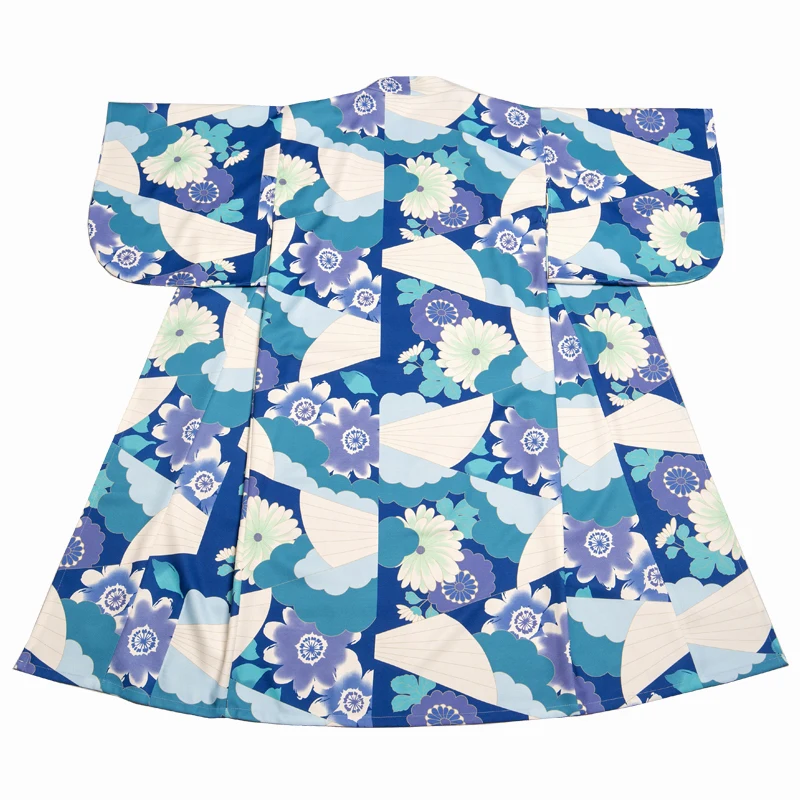 Женское кимоно халат традиционное японское юката светло голубого цвета с