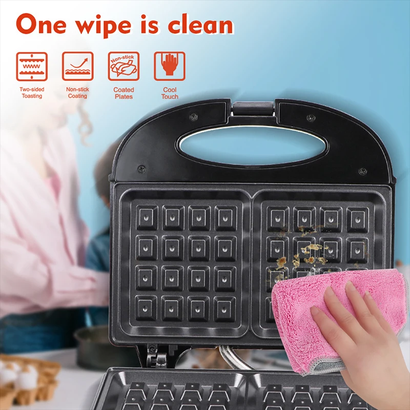 Harga Pembuat Wafel Listrik Mini Memasak Peralatan Dapur Mesin Roti Roti Lapis Kue Oven Mesin Sarapan Loyang Anti-lengket
