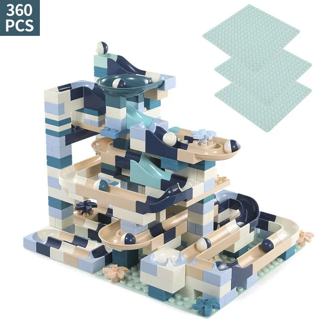 Without box-360pcs 80-360 шт мраморный гоночный лабиринт, шарики, строительные блоки, воронка, слайды, колесо, большое здание, кирпич, игрушка, совместимая с Duploed - Цвет: Without box-360pcs