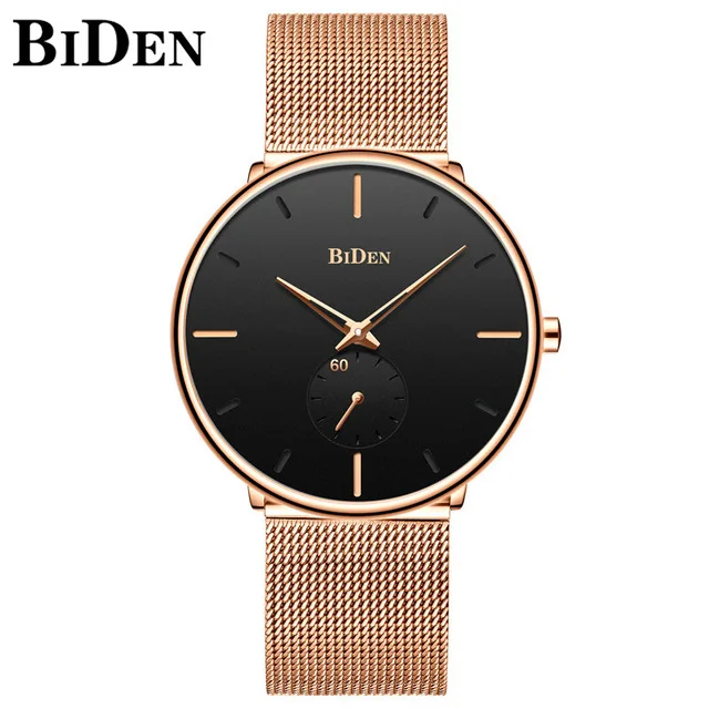 Color 9 Reloj Hombre BIDEN Top Brand Luxury Men Watches Waterproof Ultra Thin Date Wrist Watch Male Mesh Strap Casual Quartz Clock - Цвет: Color 9