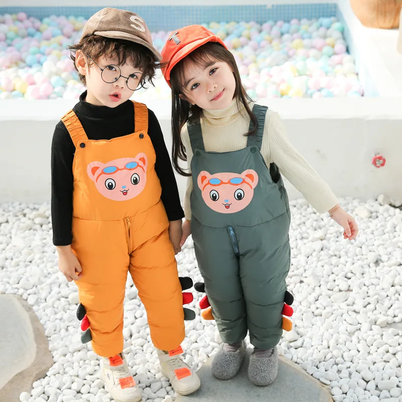 OLEKID/2021 зимние детские комбинезоны с героями мультфильмов хлопковые брюки на пуху