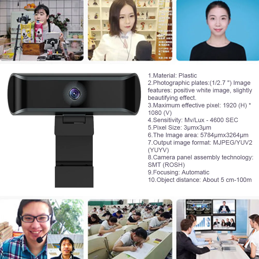 

1080P 30fps Online Teaching Full HD Video Conference With Mic Universal Home Office Auto Focus Webcam Camera Desktop Computer