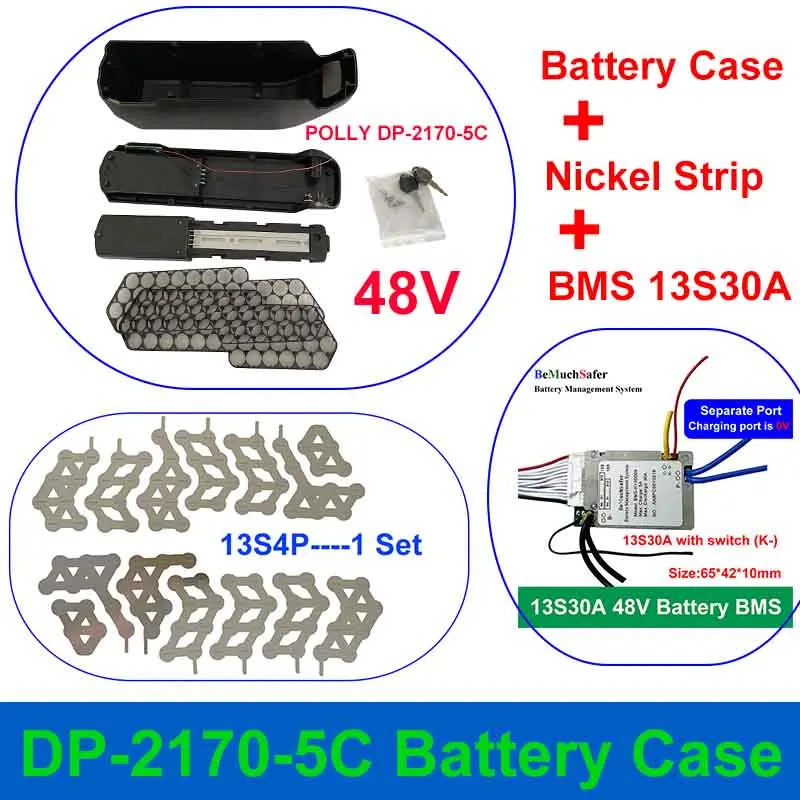 REENTION POLLY DP-2170-5C аккумуляторная батарея 36V 48V кассета с никелем 10S 13S 30A BMS 52PCS 21700 Cells for