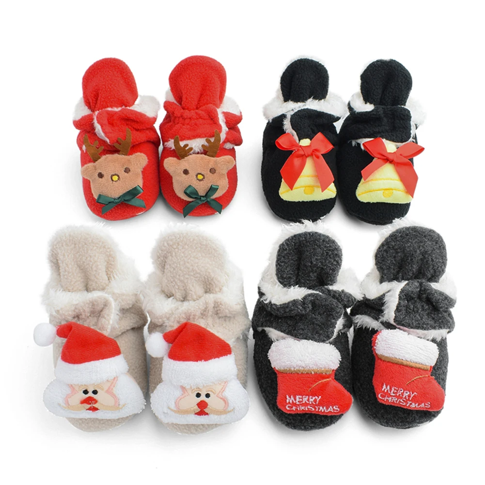 

Baby Cute Christmas Socks Shoes Infant Newborn Winter Warm Soft Soled Boot Thicken Toddler Girls Boy First Walker Anti-slip Boot