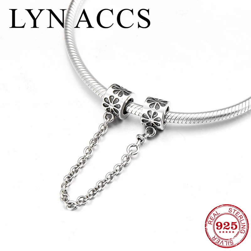 Бусины цепочки из серебра 925 пробы с цветочным узором|Ювелирные шармы| |