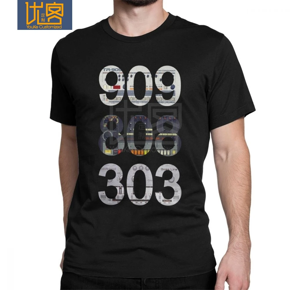 Классическая футболка Roland 909 808 303 с изображением синта барабана. Фоны мужские