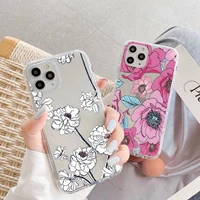 flower rose clear phone case for iphone 12 11 13 pro max 7 8 plus se 2020 x xr xs max sort transparent florals back cover fundas