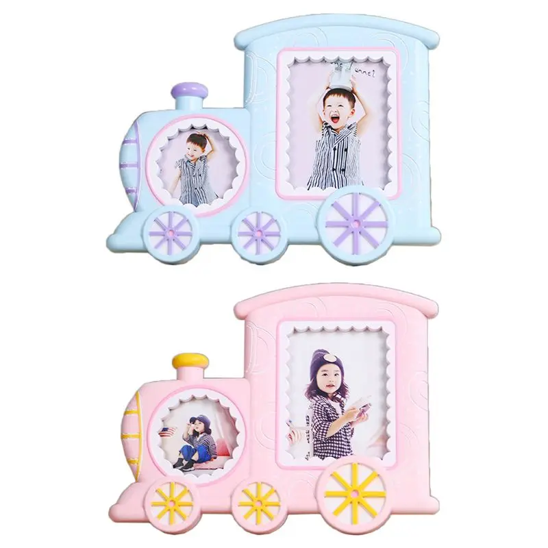 

Baby Cartoon Train Shape Photo Frame Infant Year Old Growth Picture Holder Decor F3ME