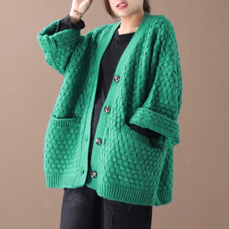 Литературная осенняя и зимняя одежда 2019 Новинка свободный Однотонный свитер