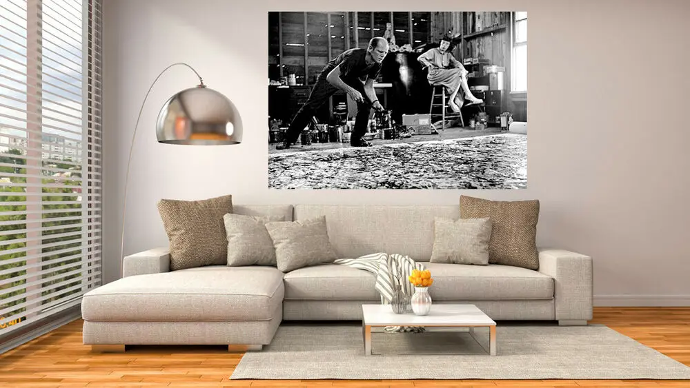 Джексон Поллок 7 - черно-белые яркие картины на холсте без рамы для стенного декора.